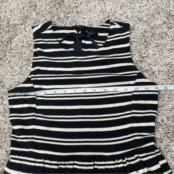 Madewell Afternoon Tea Textured Mini Dress in Black Cream Stripe Extra Small - Picture 9 of 11
